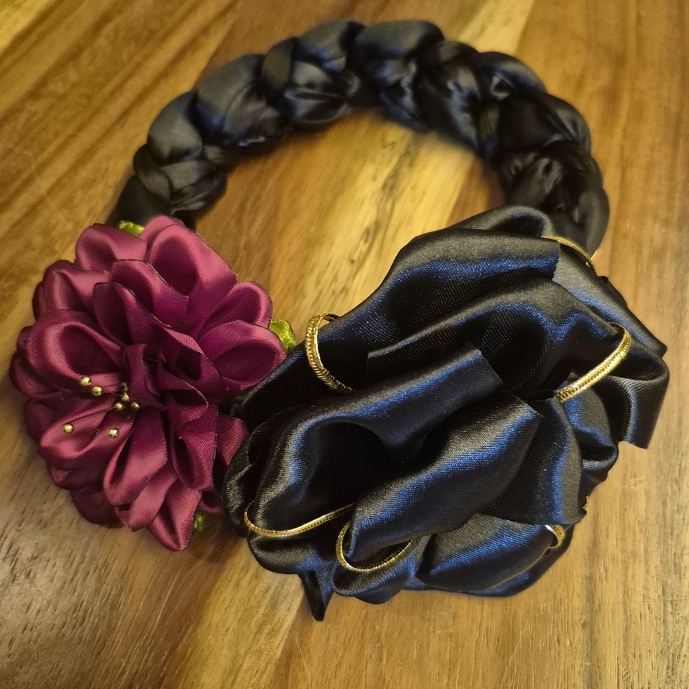 Elegant Black and Purple Floral Headband